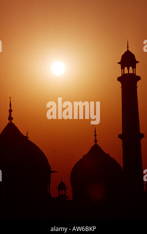 Indien-Old Delhi Jami Masjid Sonnenuntergang Stockfoto