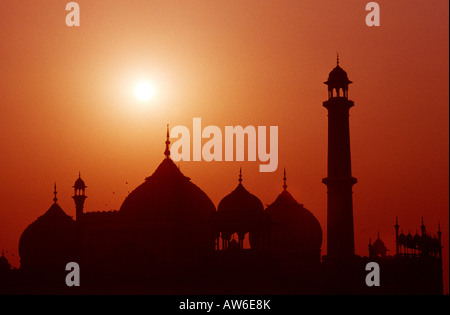 Indien-Old Delhi Jami Masjid Sonnenuntergang Stockfoto