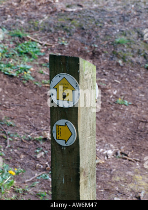 OFFA' S DYKE FUß WEG ZEICHEN IN DAS WYE VALLEY GLOUCESTERSHIRE UK Stockfoto