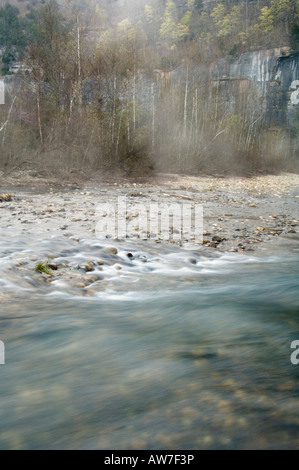 Am frühen Morgennebel Buffalo River Stahl Creek Buffalo National River Arkansas Stockfoto