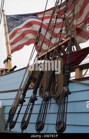 USA-Chestertown Detail der Großsegler Kalmar Dezember In Port für das Downrigging-Wochenende in Chestertown Stockfoto