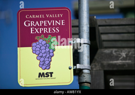 Carmel Valley, Grapevine Express MST Schilder Monterey Bay, Kalifornien, USA Stockfoto