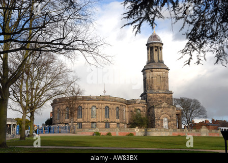 Der Steinbruch und Chads Kirche in Shrewsbury Shropshire Stockfoto