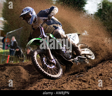 Motocross-Rennen im Hawkstone internationalen Motocross 03.02.08 Stockfoto