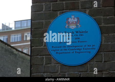 Frank Whittle Jet Invetor Gedenktafel am Cambridge UNiversity Department of Engineering Stockfoto