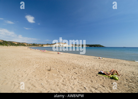 Gerakas Strand Ort der Reproduktion von der vom Aussterben bedrohte Meeresschildkröte Caretta Caretta, Insel Zakynthos, Griechenland Stockfoto