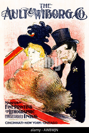 Ault und Wiborg im Jugendstil Toulouse Lautrec Plakat für die lithografische Farbfirma, mit Alencon und Celeyran im Cabaret des Decadents Stockfoto