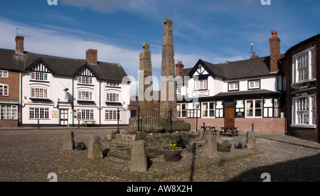 Die sächsischen Kreuze in Sandbach Cheshire UK Stockfoto