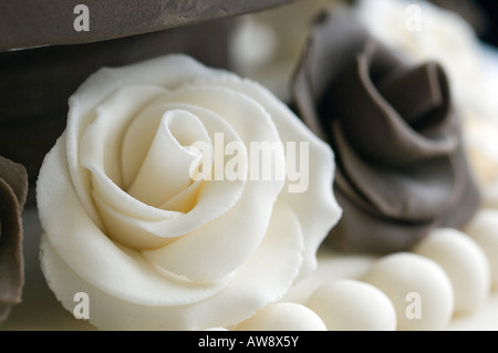 Geeiste Rosen auf einem Kuchen Zucker Stockfoto