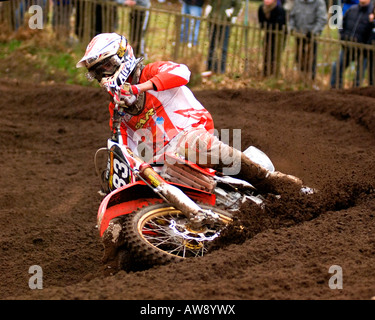 Motocross-Rennen im Hawkstone internationalen Motocross 03.02.08 Stockfoto