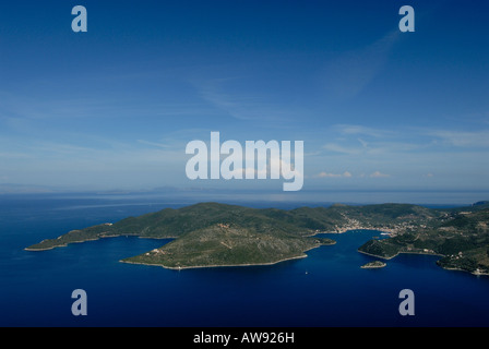 Molos Bucht und Vathi, Ithaki Inselhauptstadt, Griechenland Stockfoto