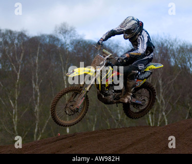 Motocross-Rennen im Hawkstone internationalen Motocross 03.02.08 Stockfoto