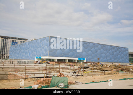 2008 Beijing Olympic National Stadium im Bau Stockfoto