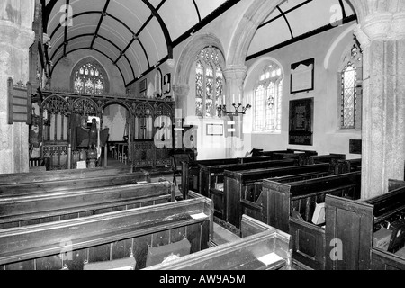 St. James-Kirche am Christow auf Dartmoor hochdekorative Dörfchen Kirchenraum in Monochrom Stockfoto