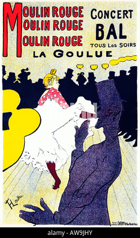 Moulin Rouge La Goulue 1891 Toulouse Lautrec Jugendstil Poster Louise Weber und Etienne Renaudin in Paris Kabarett Stockfoto