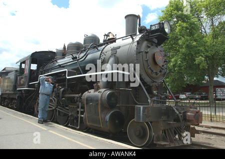 Dampf-Zug, Connecticut Valley Railroad, Essex, Connecticut, USA Stockfoto