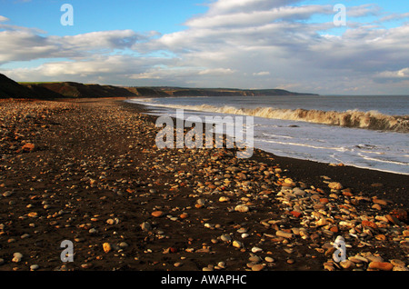 Ein Blick nach unten Blackhall Strand in der Grafschaft Durham. Stockfoto