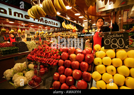 La Boqueria-Markt Ramblas Barcelona Spanien Europa Stockfoto