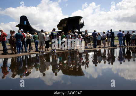 Schwarze Katze-Attraktion.  Konsolidierte PBY Catalina-Flugboot bei Flügeln über die Illawarra, Albion Park, Australien Stockfoto