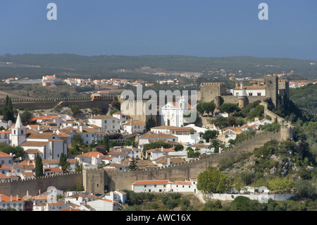 Costa da Prata, Estremadura, Obidos, Portugal, mittelalterliche ummauerte Stadt & Pousada Stockfoto