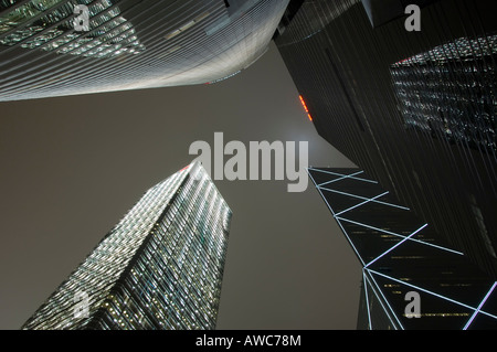 Hoch aufragende Wolkenkratzer im Zentrum von Hong Kong, Hong Kong Island, China, Asien Stockfoto