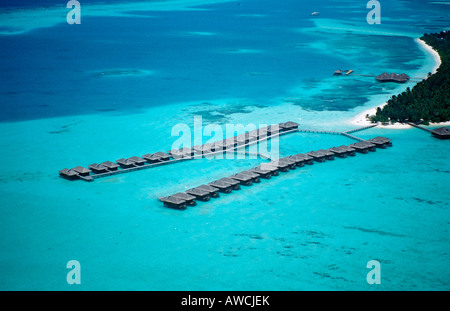 Luftaufnahme von Medhufushi Island Malediven Indischer Ozean Meemu Atoll Stockfoto