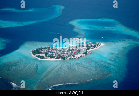 Luftaufnahme der lokalen Bewohner Insel Malediven Indischer Ozean Süd Male Atoll Stockfoto