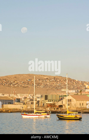 Segelschiffe im Hafen von Lüderitz, Atlantik, Namibia, Afrika Stockfoto