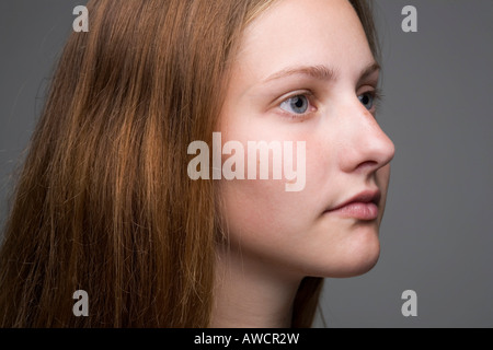 Porträt der langhaarige Frau, Profil Stockfoto