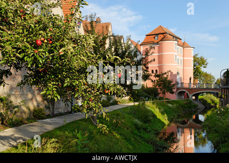 Donauwörth Donauwörth Schwaben Bayern Deutschland Rieder Tor auf dem Fluss Wörnitz Stockfoto