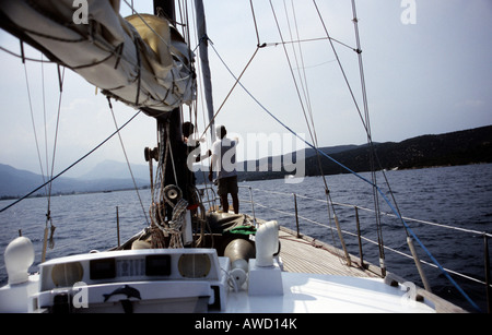 Seemann, Segelboot, Griechenland, Europa Stockfoto