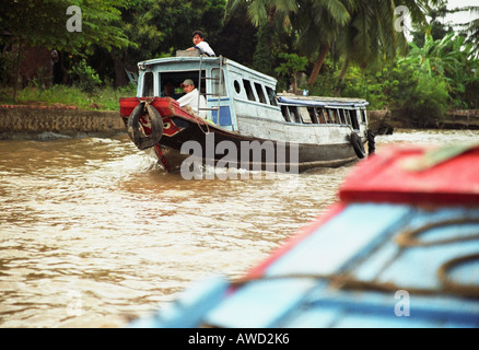 Mekong-Fluss, Boote Stockfoto