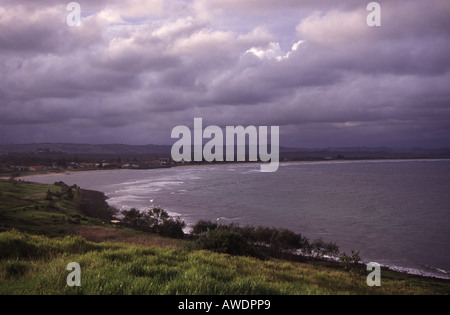 Seven Mile Beach, mit Blick auf Cape Byron von Lennox Head, New-South.Wales, Australien Stockfoto