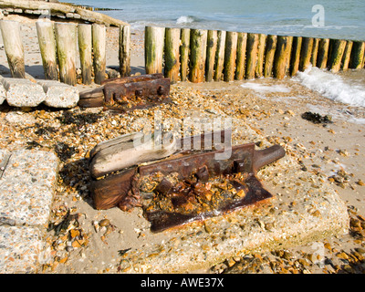 Teil der Überreste der Strukturen bauen in Lepe in Hampshire UK für den d-Day Landungen während des 2. Weltkrieges. Stockfoto