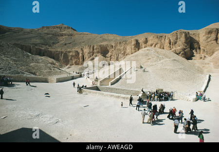 Der Eingang zum s Tutanchamun im Tal der Könige am Westufer des Flusses Nil Ägypten Stockfoto