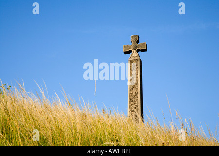 Caedmons Kreuz in St. Marys Churchyard an der Spitze der Abtei Schritte Whitby North Yorkshire England Stockfoto