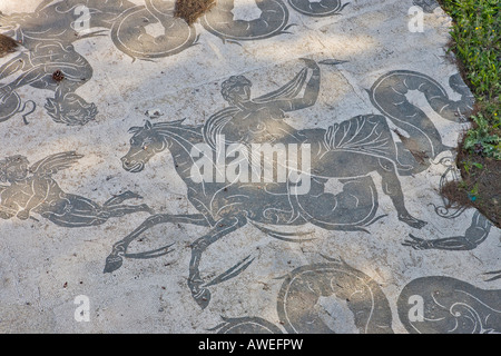 Bodenmosaik, Neptune Bäder, Ostia Antica archäologische Stätte, Rom, Italien, Europa Stockfoto