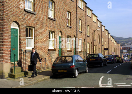 England Cheshire Macclesfield Paradise Street ehemaligen Seidenweber drei Etagen cottages Stockfoto