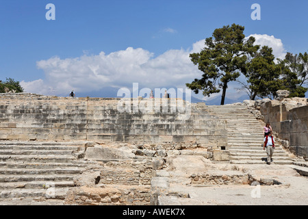 Amphitheater, Phaistos Palast Ruinen aus der minoischen Zeit, Kreta, Griechenland, Europa Stockfoto