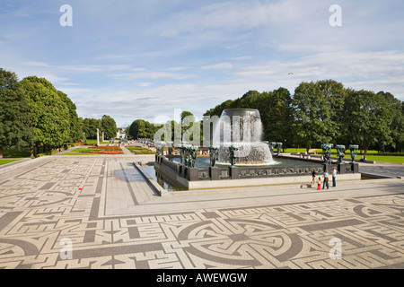 Springbrunnen im Vigeland-Skulpturenpark in Frogner Park, Oslo, Norwegen, Skandinavien, Europa Stockfoto