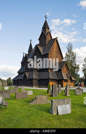 Außen, Heddal Stabkirche (Heddal Stavkirke), dreizehnten Jahrhundert Stabkirche in Norwegen, Skandinavien, Europa Stockfoto