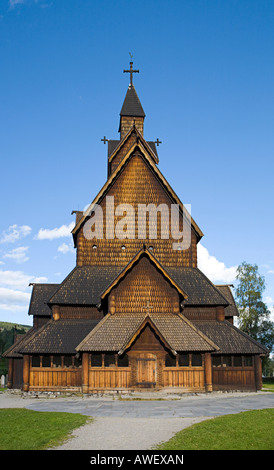 Außen, Heddal Stabkirche (Heddal Stavkirke), dreizehnten Jahrhundert Stabkirche in Norwegen, Skandinavien, Europa Stockfoto