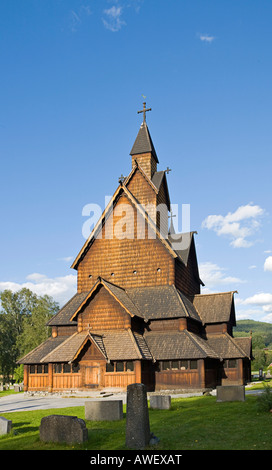 Außen, Heddal Stabkirche (Heddal Stavkirke), dreizehnten Jahrhundert Stabkirche in Norwegen, Skandinavien, Europa Stockfoto