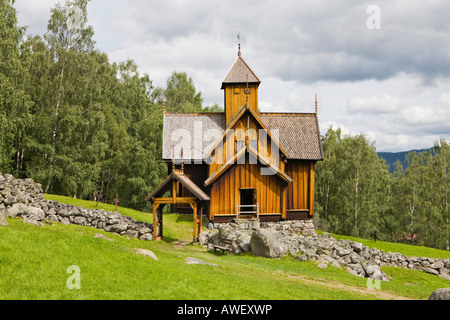 Stabkirche aus dem 12. Jahrhundert in Uvdal, Norwegen, Skandinavien, Europa Stockfoto