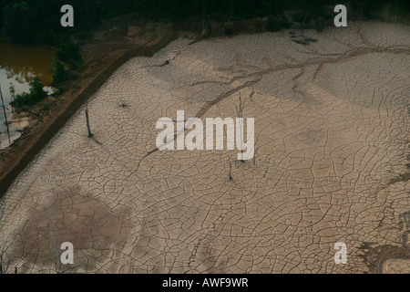 Luftaufnahme, Verschlammung des Regenwaldes nach Bergbau, Guyana, Südamerika Stockfoto