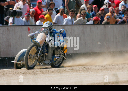 Motorrad Beiwagen, internationale Motorradrennen auf einem Feldweg Speedway in Muehldorf am Inn, Upper Bavaria, Bavaria, Germany Stockfoto