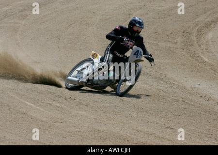 Shorttrack-Rennen auf einem Motorrad Speedway in Muehldorf am Inn, Upper Bavaria, Bavaria, Germany, Europa Stockfoto