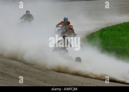 Quad, ATV-Shorttrack-Rennen auf dem Speedway in Muehldorf am Inn, Upper Bavaria, Bayern, Deutschland, Europa Stockfoto