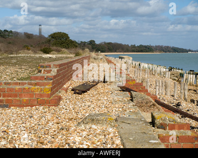 Teil der Überreste der Strukturen bauen in Lepe in Hampshire UK für den d-Day Landungen während des 2. Weltkrieges. Stockfoto