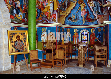 Einrichtung einer modernen orthodoxen Kirche in der Nähe der Taufe Jesu am Jordan River Jordan, Wadi Al-Kharrar, Stockfoto